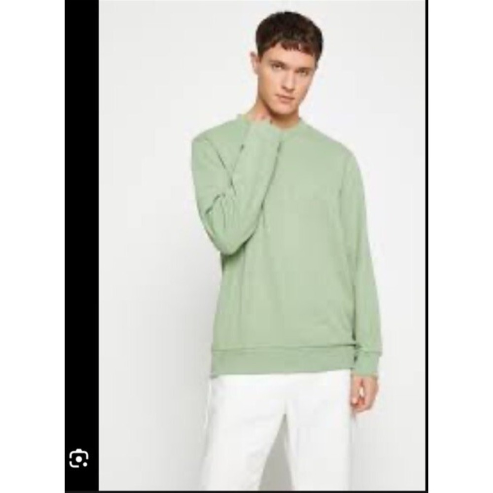 KOTON Basic Slim Fit Mens Green Crewneck Sweater Size Large Made In Turkey